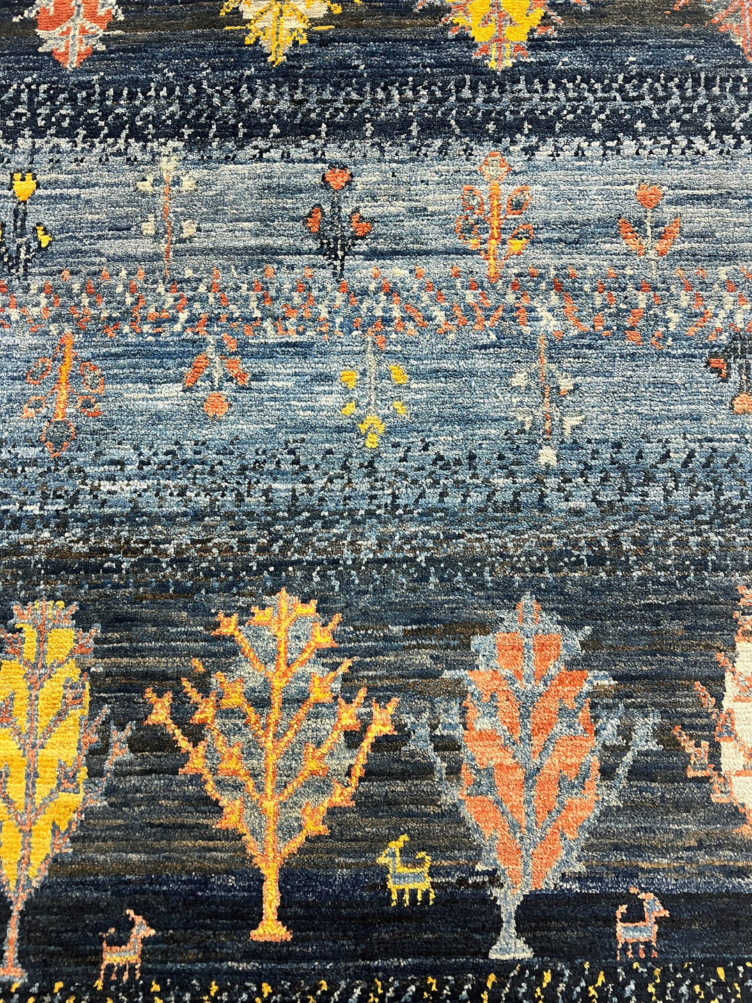 Blue 2x3 Ft Hand Knotted Rug - Landscape Tree Rug - Luri Gabbeh Afghan Rug - Soft Wool Rug - Small BathRoom Rug - Entryway Rug - Kitchen Rug-San Francisco Rugs--San Francisco Rugs