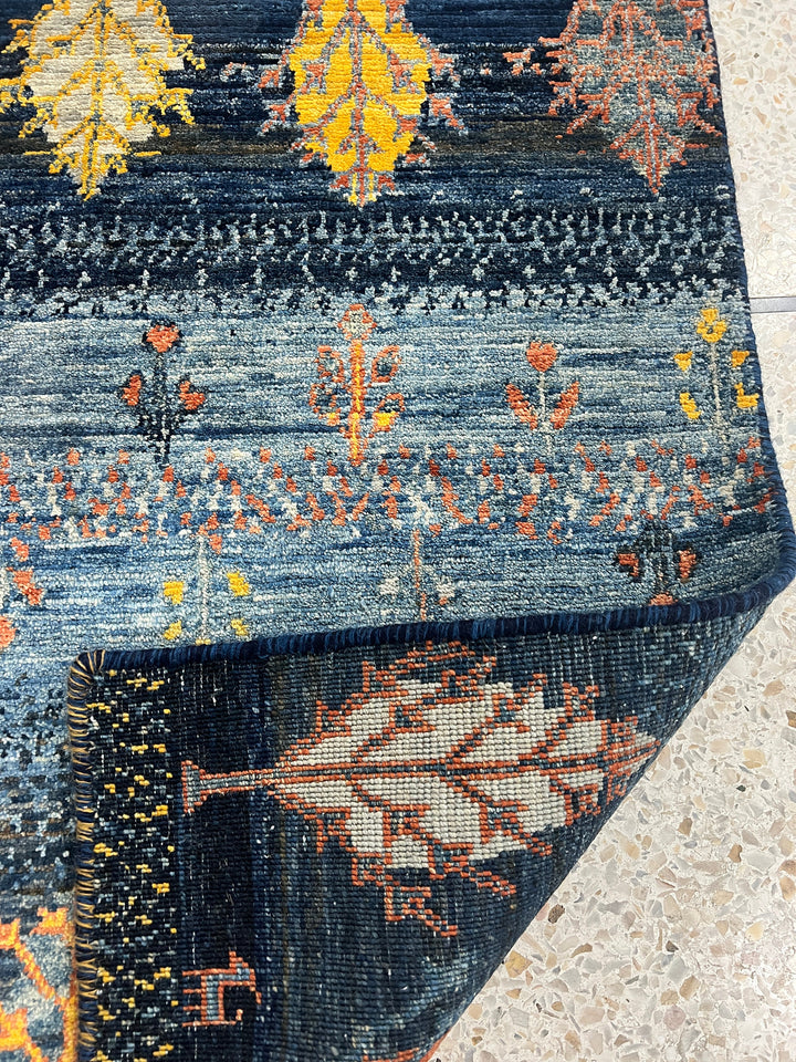 Blue 2x3 Ft Hand Knotted Rug - Landscape Tree Rug - Luri Gabbeh Afghan Rug - Soft Wool Rug - Small BathRoom Rug - Entryway Rug - Kitchen Rug-San Francisco Rugs--San Francisco Rugs