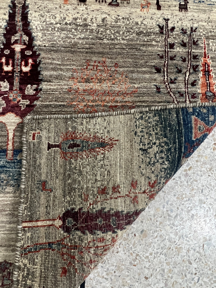 Gray-Blue 2x3 Ft Hand Knotted Afghan Gabbeh Rug - Small Fine Quality Rug - 2x3 Entryway Rug - Door Mat Rug - Hallway Rug - Kitchen Rug-San Francisco Rugs--San Francisco Rugs