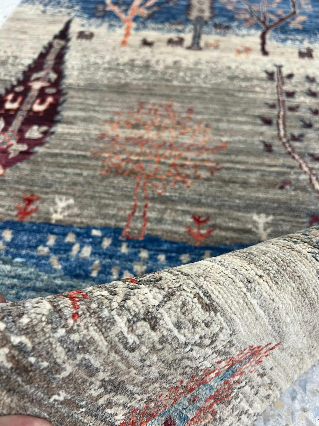 Gray-Blue 2x3 Ft Hand Knotted Afghan Gabbeh Rug - Small Fine Quality Rug - 2x3 Entryway Rug - Door Mat Rug - Hallway Rug - Kitchen Rug-San Francisco Rugs--San Francisco Rugs