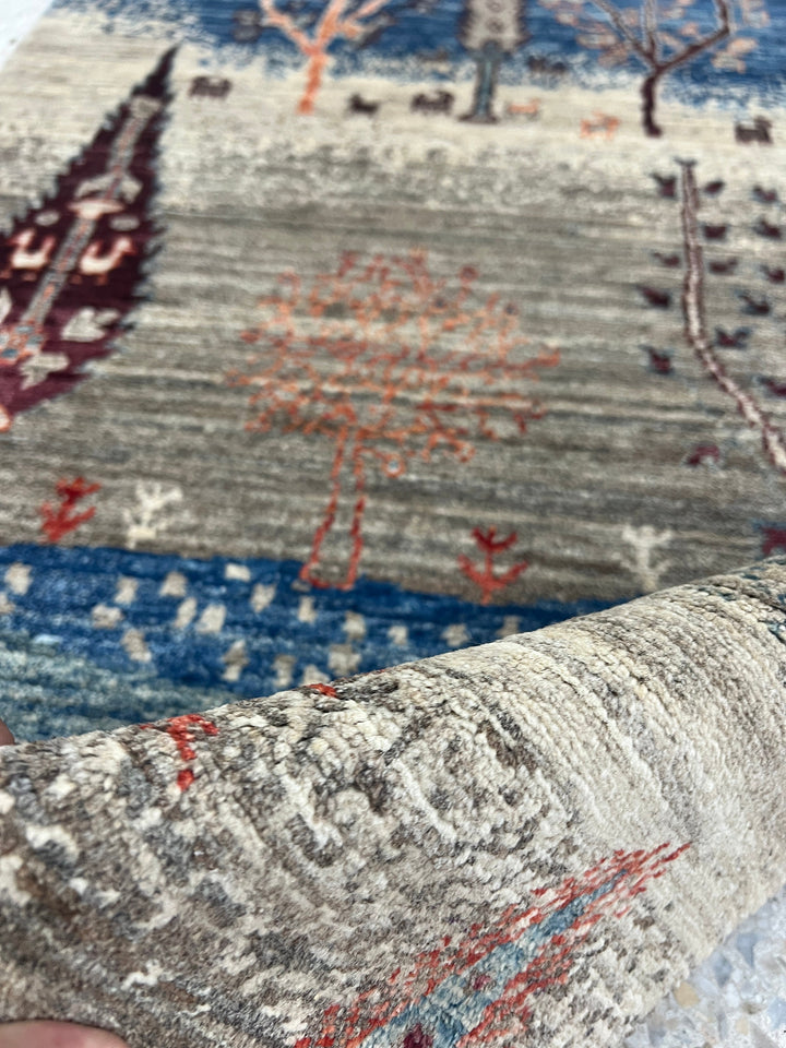 Gray-Blue 2x3 Ft Hand Knotted Afghan Gabbeh Rug - Small Fine Quality Rug - 2x3 Entryway Rug - Door Mat Rug - Hallway Rug - Kitchen Rug-San Francisco Rugs--San Francisco Rugs
