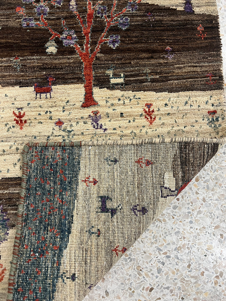 Fine Quality 2x3 Ft Hand Knotted Landscape Gabbeh Rug - Brown, Afghan Rug - Small Area Rug For Kitchen, Bathroom, Entryway, Kids Room-San Francisco Rugs--San Francisco Rugs