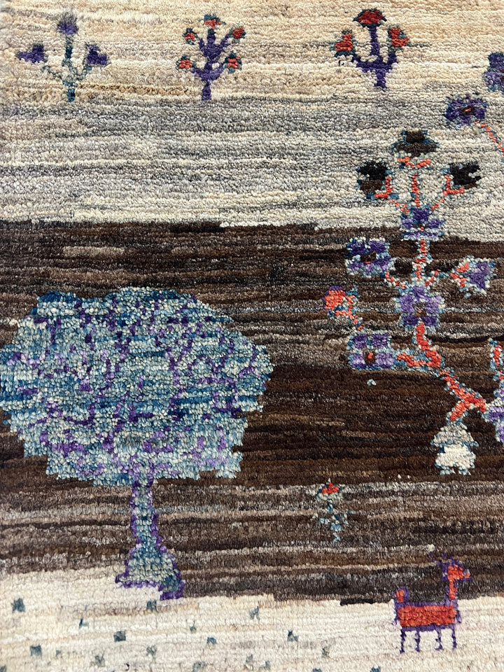 Fine Quality 2x3 Ft Hand Knotted Landscape Gabbeh Rug - Brown, Afghan Rug - Small Area Rug For Kitchen, Bathroom, Entryway, Kids Room-San Francisco Rugs--San Francisco Rugs