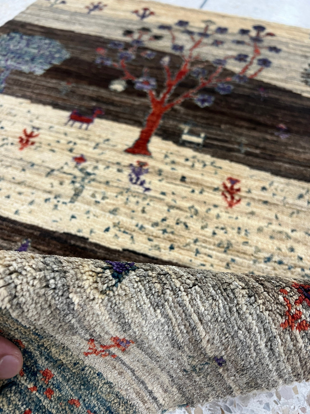 Fine Quality 2x3 Ft Hand Knotted Landscape Gabbeh Rug - Brown, Afghan Rug - Small Area Rug For Kitchen, Bathroom, Entryway, Kids Room-San Francisco Rugs--San Francisco Rugs