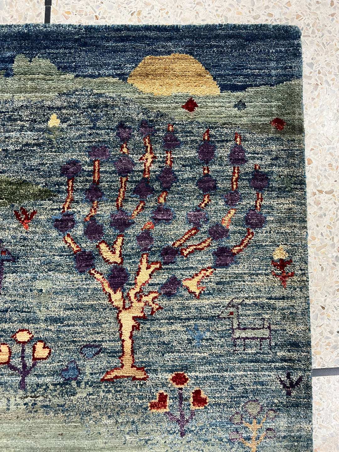 Green 2x3 Ft Hand Knotted Afghan Gabbeh Rug - Landscape Luri Gabbeh - Small Rug For Bathroom, Kitchen - Entryway Rug - Decorative Rugs-San Francisco Rugs--San Francisco Rugs