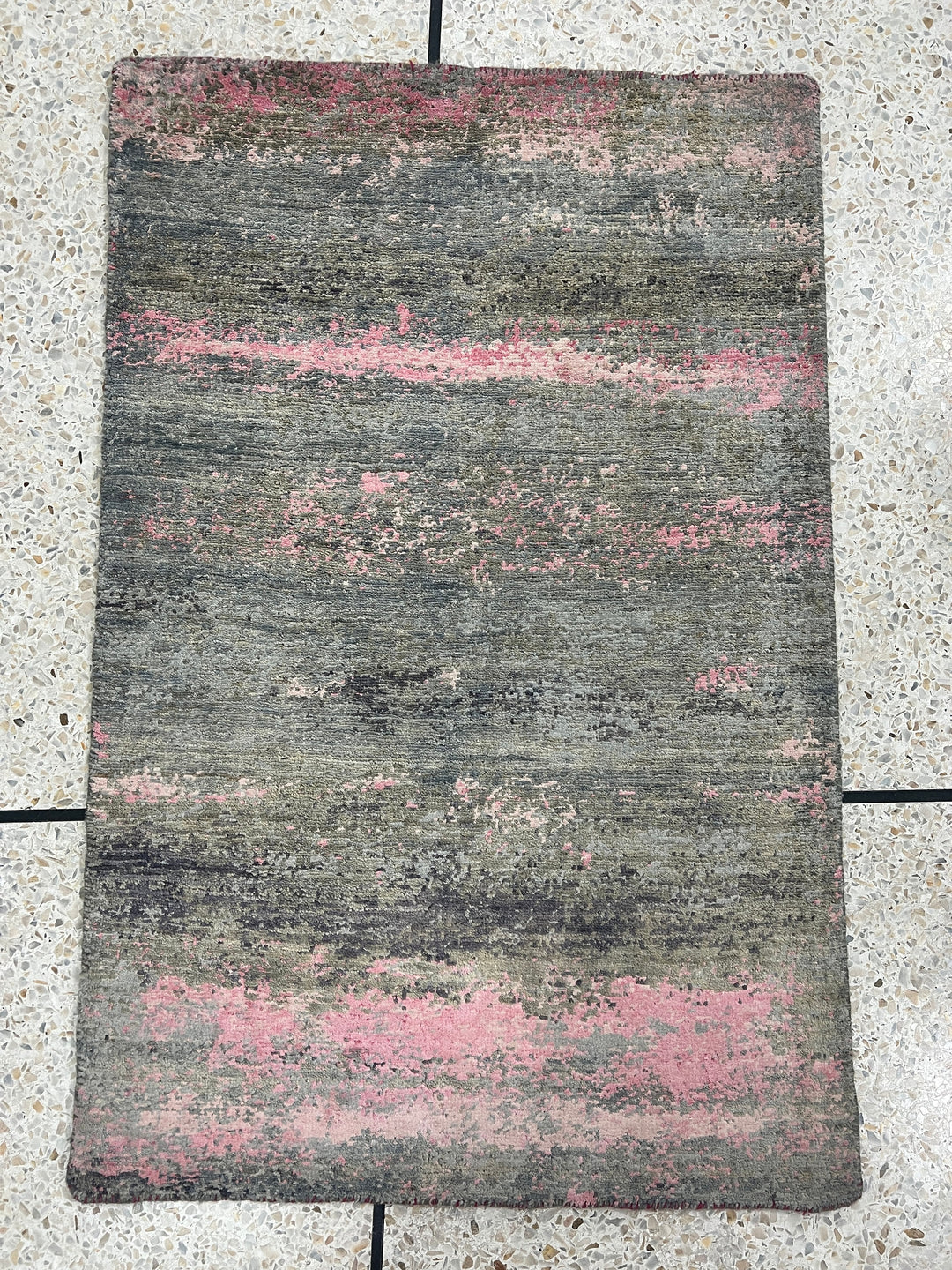 Abstract 2x3 Ft Hand Knotted Rug - Afghan Gabbeh Rug - Wool & Silk Handmade Rug - Small Office Rug - Decorative Area Rug - Entryway Rug-San Francisco Rugs--San Francisco Rugs