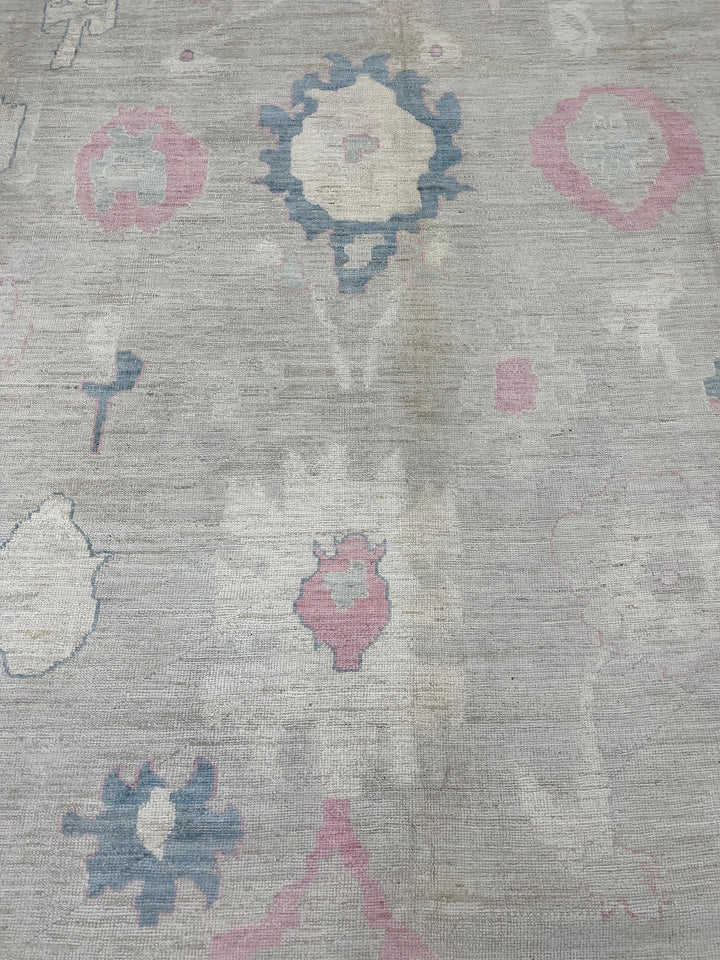 10x14 MUTED BEIGE HAND KNOTTED TURKISH OUSHAK RUG-San Francisco Rugs--San Francisco Rugs