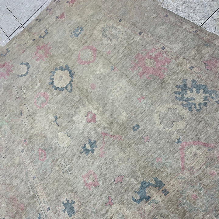 10x14 MUTED BEIGE HAND KNOTTED TURKISH OUSHAK RUG-San Francisco Rugs--San Francisco Rugs