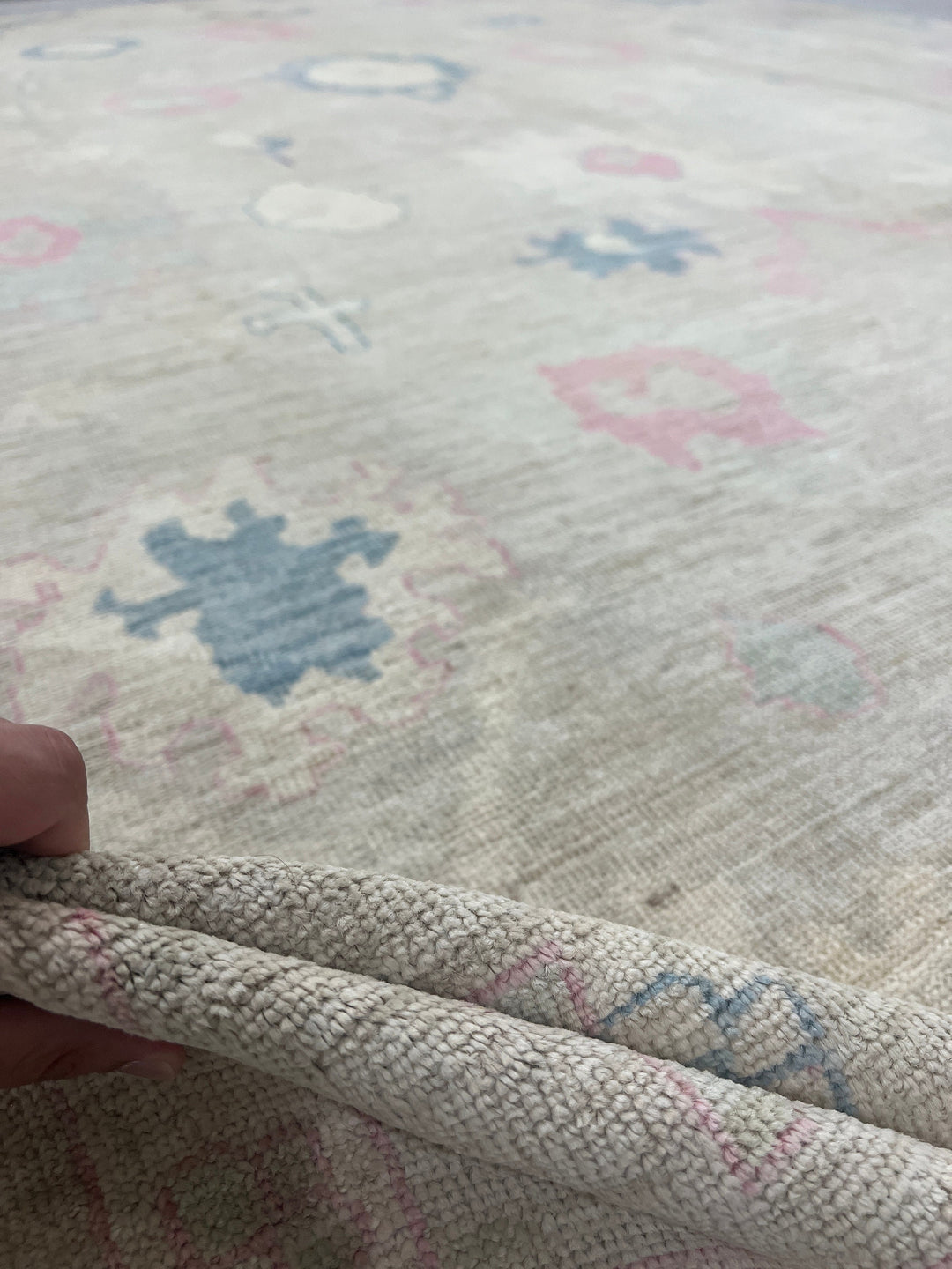 10x14 MUTED BEIGE HAND KNOTTED TURKISH OUSHAK RUG-San Francisco Rugs--San Francisco Rugs