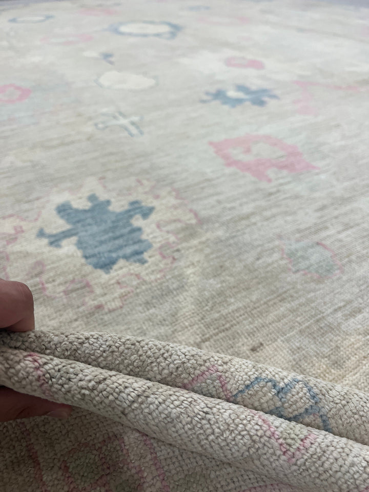 10x14 MUTED BEIGE HAND KNOTTED TURKISH OUSHAK RUG-San Francisco Rugs--San Francisco Rugs