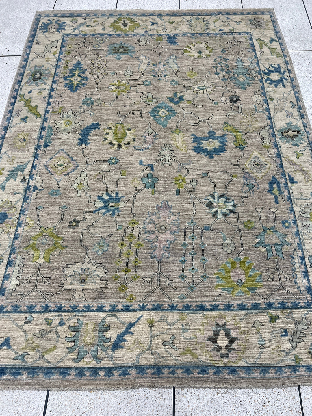8X10 MUTED GRAY TURKISH OUSHAK HAND KNOTTED RUG-San Francisco Rugs--San Francisco Rugs