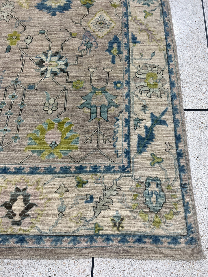 8X10 MUTED GRAY TURKISH OUSHAK HAND KNOTTED RUG-San Francisco Rugs--San Francisco Rugs