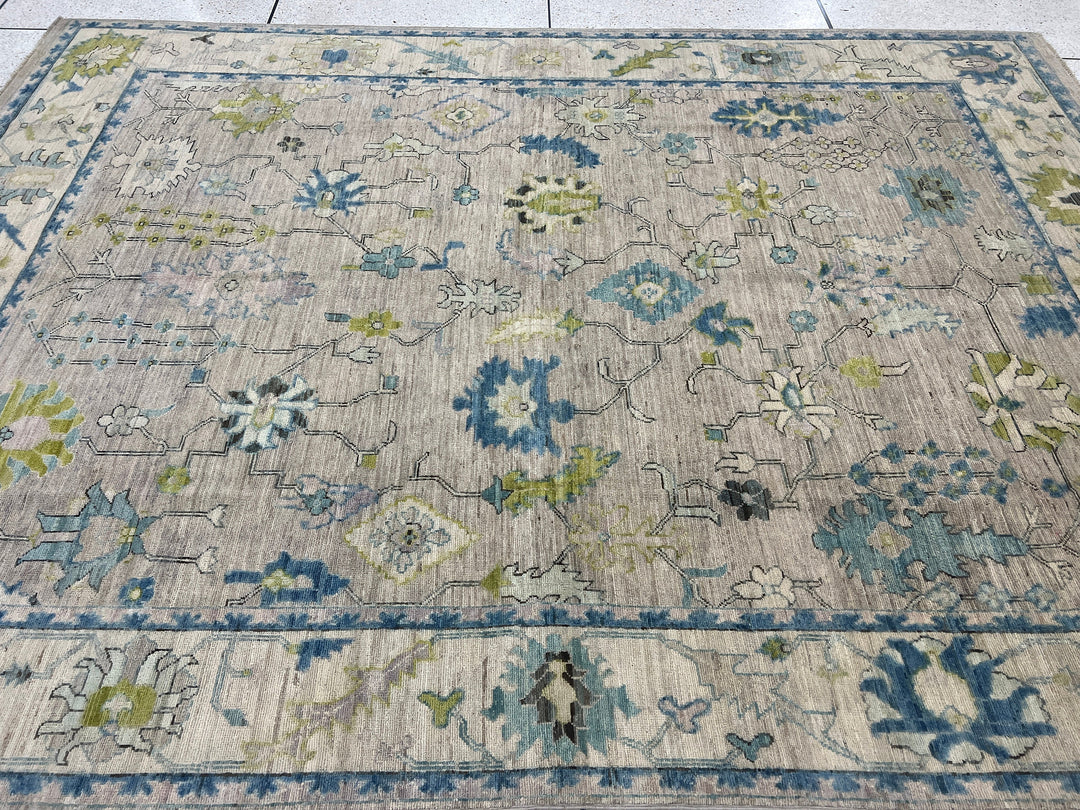 8X10 MUTED GRAY TURKISH OUSHAK HAND KNOTTED RUG-San Francisco Rugs--San Francisco Rugs