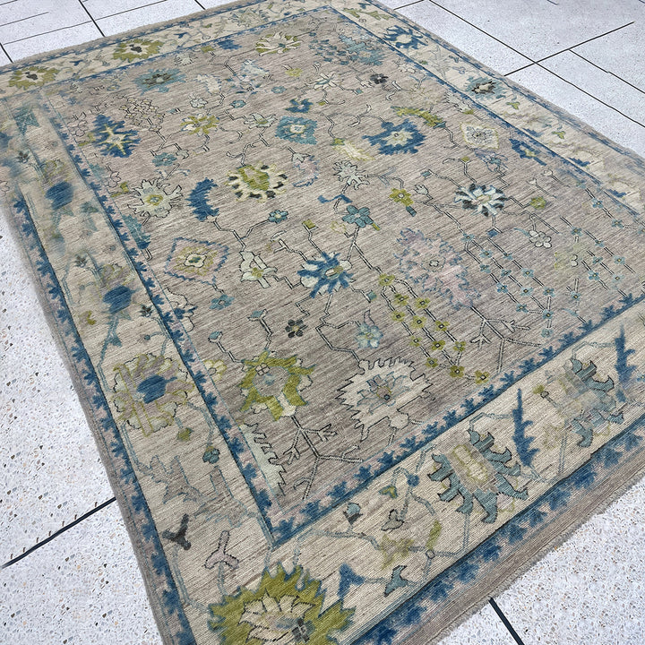 8X10 MUTED GRAY TURKISH OUSHAK HAND KNOTTED RUG-San Francisco Rugs--San Francisco Rugs