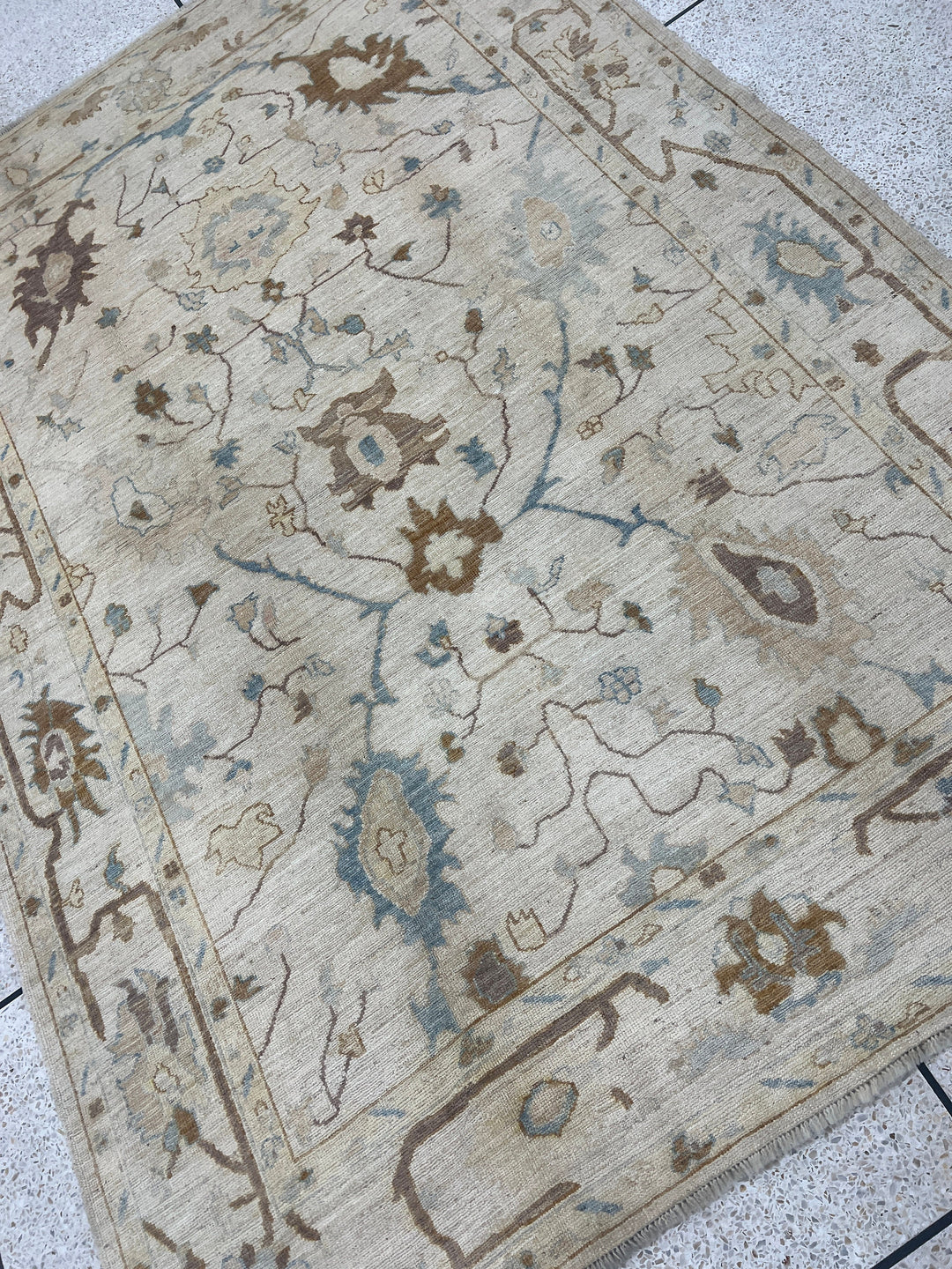 Brown 6x9 Ft Hand Knotted Turkish Oushak Rug - Exquisite Afghan Rug - Soft Wool Rug - Living Room Rug - Bedroom Rug - Kids Room, Office Rug-San Francisco Rugs--San Francisco Rugs