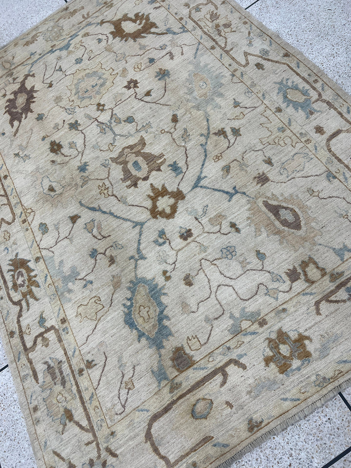 Brown 6x9 Ft Hand Knotted Turkish Oushak Rug - Exquisite Afghan Rug - Soft Wool Rug - Living Room Rug - Bedroom Rug - Kids Room, Office Rug-San Francisco Rugs--San Francisco Rugs