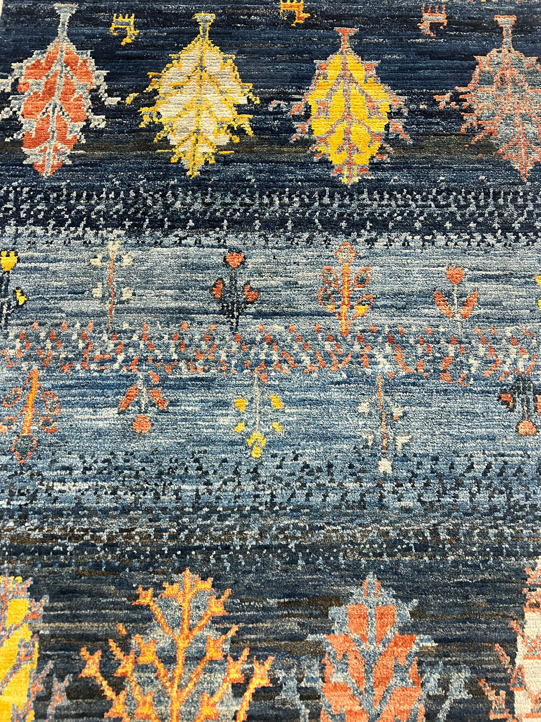 Blue 2x3 Ft Hand Knotted Rug - Landscape Tree Rug - Luri Gabbeh Afghan Rug - Soft Wool Rug - Small BathRoom Rug - Entryway Rug - Kitchen Rug-San Francisco Rugs--San Francisco Rugs