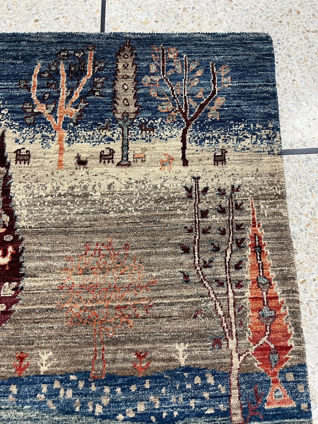 Gray-Blue 2x3 Ft Hand Knotted Afghan Gabbeh Rug - Small Fine Quality Rug - 2x3 Entryway Rug - Door Mat Rug - Hallway Rug - Kitchen Rug-San Francisco Rugs--San Francisco Rugs