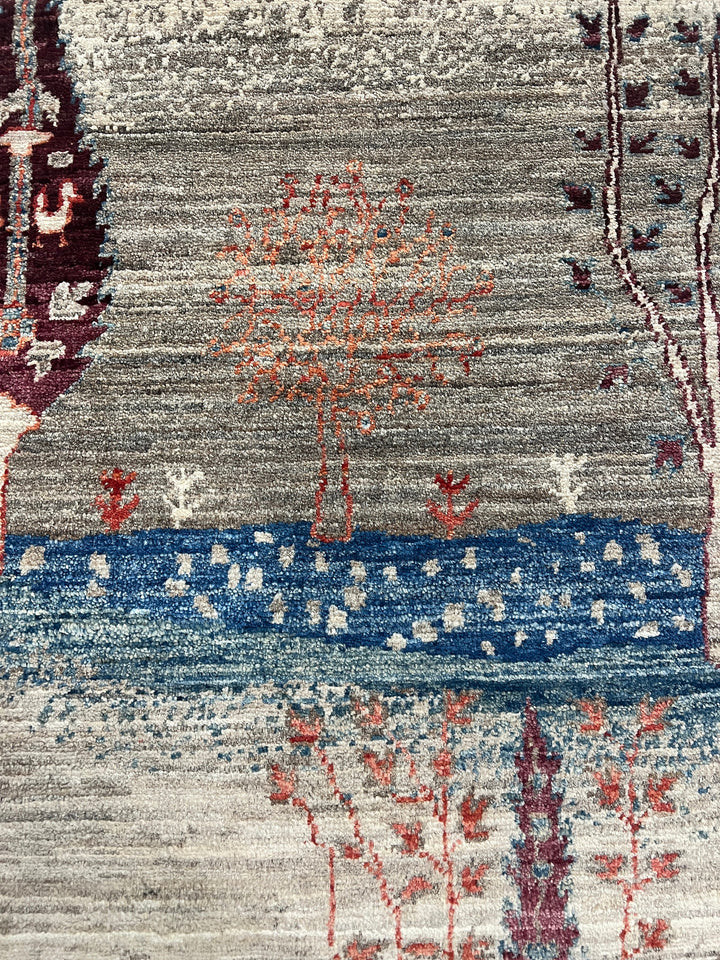 Gray-Blue 2x3 Ft Hand Knotted Afghan Gabbeh Rug - Small Fine Quality Rug - 2x3 Entryway Rug - Door Mat Rug - Hallway Rug - Kitchen Rug-San Francisco Rugs--San Francisco Rugs