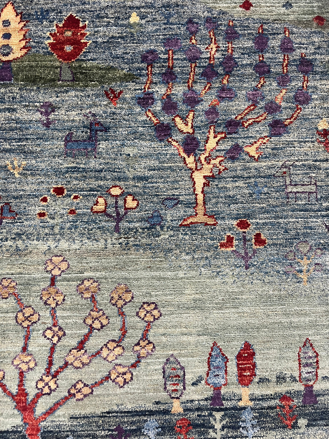 Green 2x3 Ft Hand Knotted Afghan Gabbeh Rug - Landscape Luri Gabbeh - Small Rug For Bathroom, Kitchen - Entryway Rug - Decorative Rugs-San Francisco Rugs--San Francisco Rugs