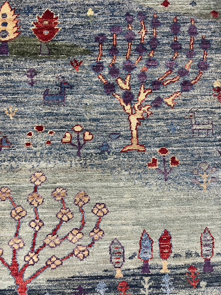 Green 2x3 Ft Hand Knotted Afghan Gabbeh Rug - Landscape Luri Gabbeh - Small Rug For Bathroom, Kitchen - Entryway Rug - Decorative Rugs-San Francisco Rugs--San Francisco Rugs