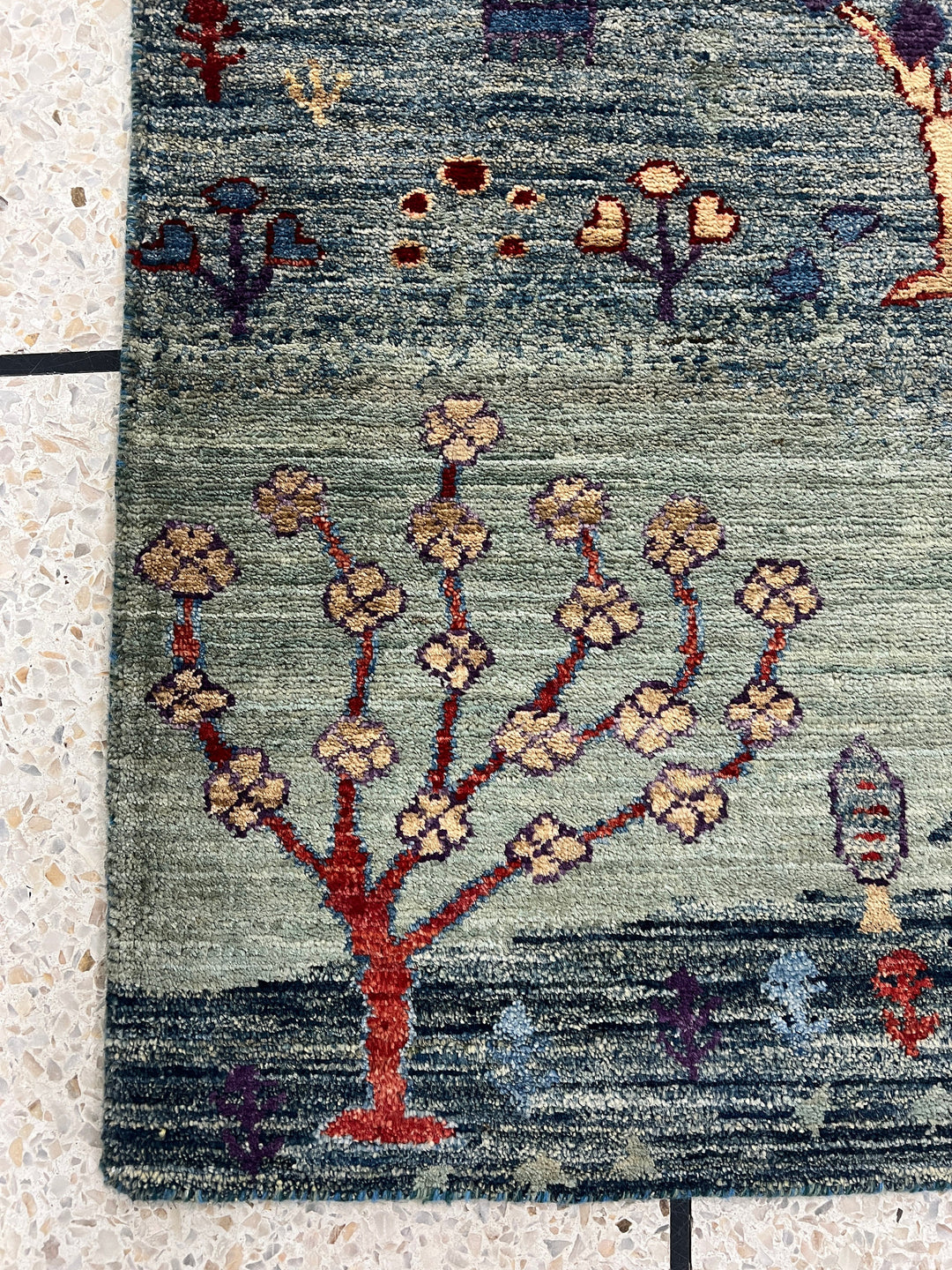Green 2x3 Ft Hand Knotted Afghan Gabbeh Rug - Landscape Luri Gabbeh - Small Rug For Bathroom, Kitchen - Entryway Rug - Decorative Rugs-San Francisco Rugs--San Francisco Rugs