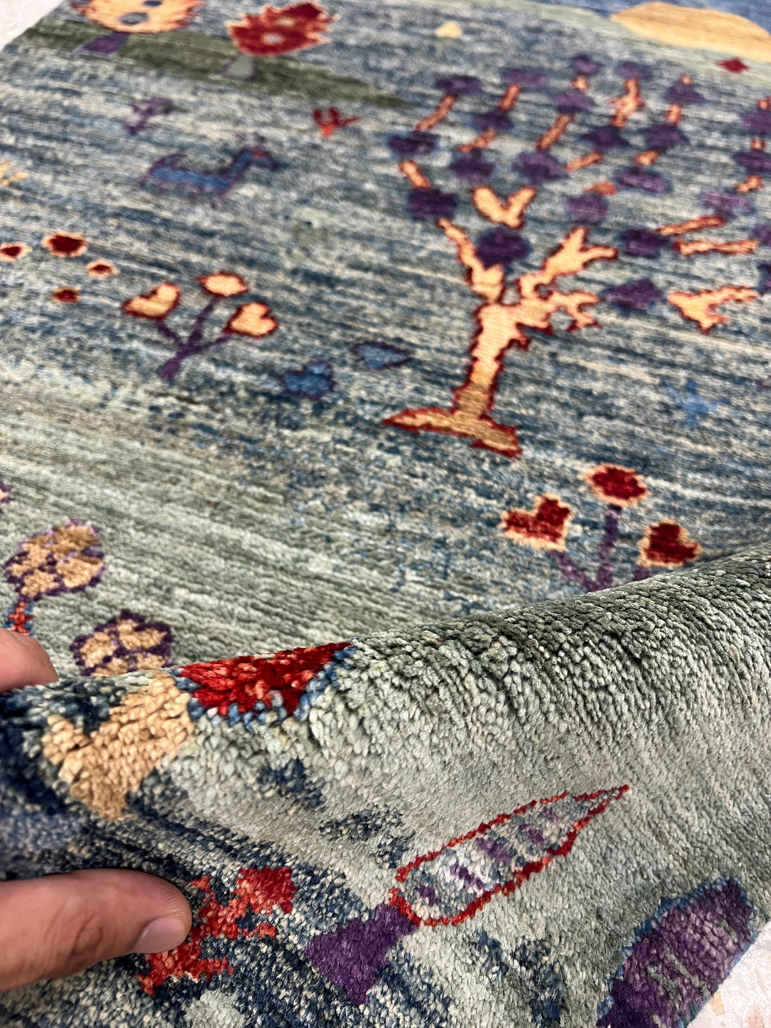 Green 2x3 Ft Hand Knotted Afghan Gabbeh Rug - Landscape Luri Gabbeh - Small Rug For Bathroom, Kitchen - Entryway Rug - Decorative Rugs-San Francisco Rugs--San Francisco Rugs