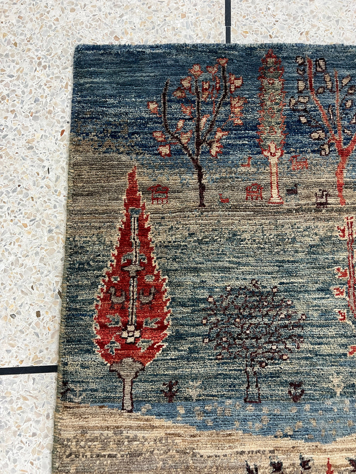 Multicolor 2x3 Ft Hand knotted Luri Gabbeh Rug - Soft Wool, Afghan Rug - Cypress Tree Rug - Small Rug For Kitchen, Bathroom - Entryway Rug-San Francisco Rugs--San Francisco Rugs