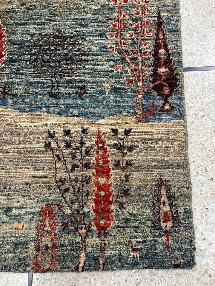 Multicolor 2x3 Ft Hand knotted Luri Gabbeh Rug - Soft Wool, Afghan Rug - Cypress Tree Rug - Small Rug For Kitchen, Bathroom - Entryway Rug-San Francisco Rugs--San Francisco Rugs