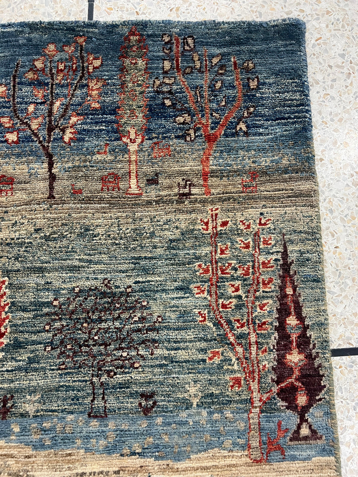 Multicolor 2x3 Ft Hand knotted Luri Gabbeh Rug - Soft Wool, Afghan Rug - Cypress Tree Rug - Small Rug For Kitchen, Bathroom - Entryway Rug-San Francisco Rugs--San Francisco Rugs