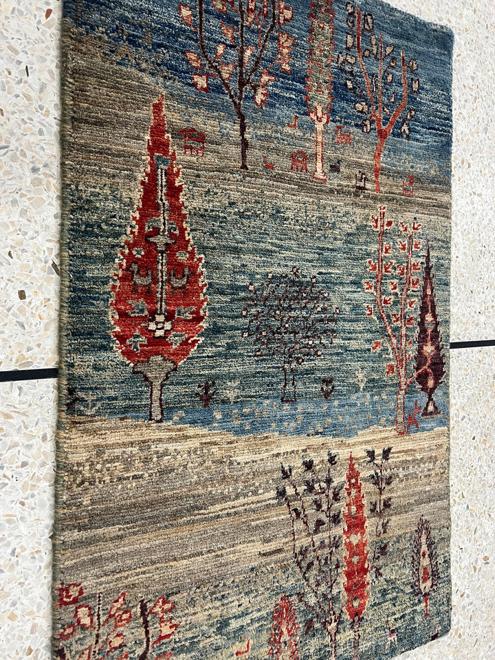 Multicolor 2x3 Ft Hand knotted Luri Gabbeh Rug - Soft Wool, Afghan Rug - Cypress Tree Rug - Small Rug For Kitchen, Bathroom - Entryway Rug-San Francisco Rugs--San Francisco Rugs