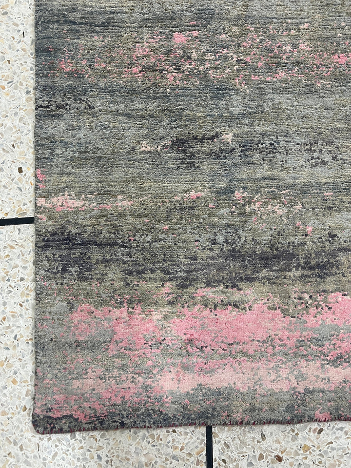 Abstract 2x3 Ft Hand Knotted Rug - Afghan Gabbeh Rug - Wool & Silk Handmade Rug - Small Office Rug - Decorative Area Rug - Entryway Rug-San Francisco Rugs--San Francisco Rugs