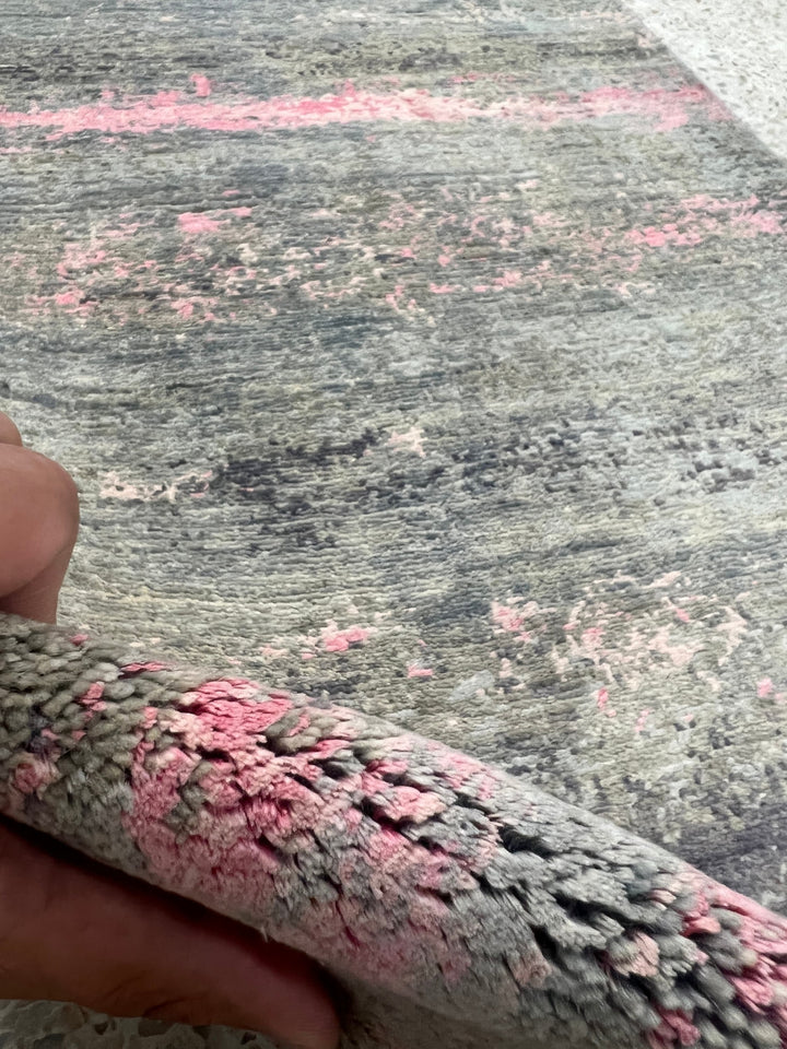 Abstract 2x3 Ft Hand Knotted Rug - Afghan Gabbeh Rug - Wool & Silk Handmade Rug - Small Office Rug - Decorative Area Rug - Entryway Rug-San Francisco Rugs--San Francisco Rugs