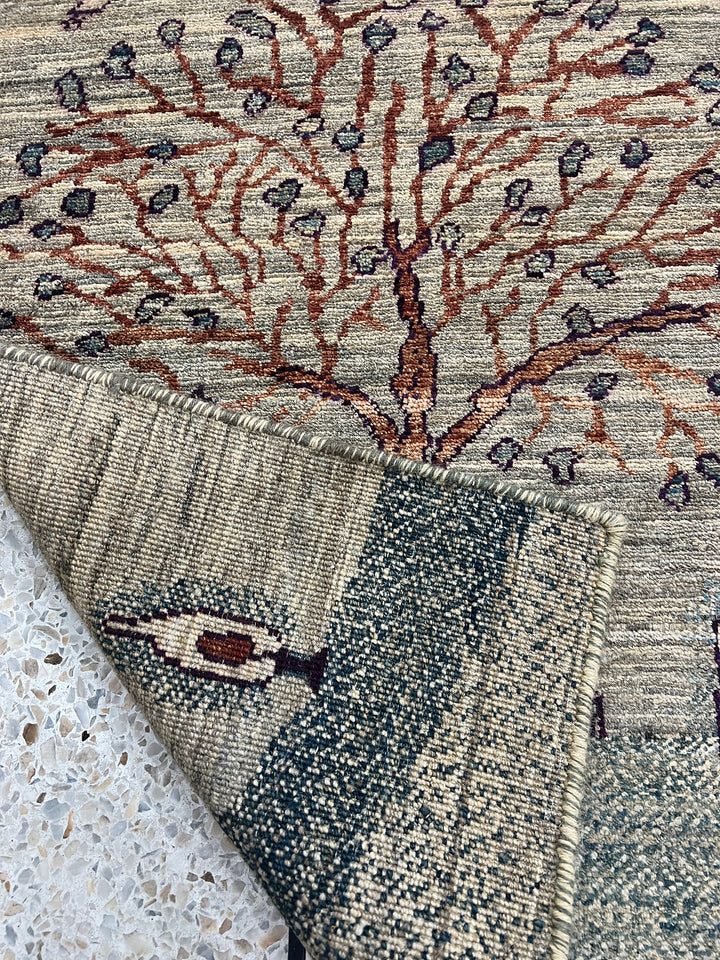 Gray 2x3 Ft Hand Knotted Gabbeh Rug - Afghan Gabbeh Rug - Landscape Tree Rug - Entryway Rug - Small Kitchen,office Rug -Small Decorative Rug-San Francisco Rugs--San Francisco Rugs