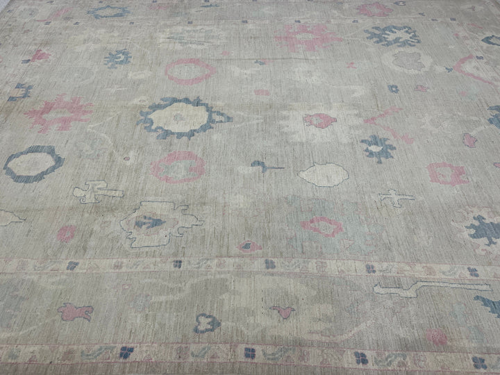 10x14 MUTED BEIGE HAND KNOTTED TURKISH OUSHAK RUG-San Francisco Rugs--San Francisco Rugs