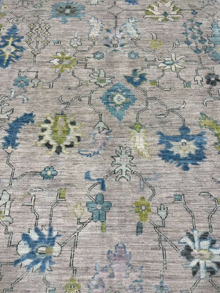 8X10 MUTED GRAY TURKISH OUSHAK HAND KNOTTED RUG-San Francisco Rugs--San Francisco Rugs