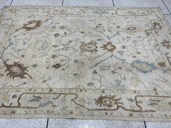 Brown 6x9 Ft Hand Knotted Turkish Oushak Rug - Exquisite Afghan Rug - Soft Wool Rug - Living Room Rug - Bedroom Rug - Kids Room, Office Rug-San Francisco Rugs--San Francisco Rugs