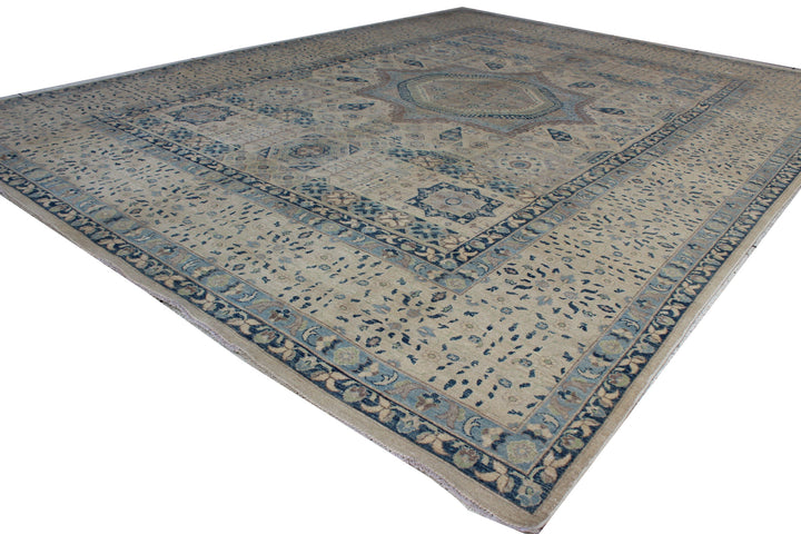 10x14 Ft BEIGE TURKISH MAMLUK HAND KNOTTED RUG-San Francisco Rugs--San Francisco Rugs