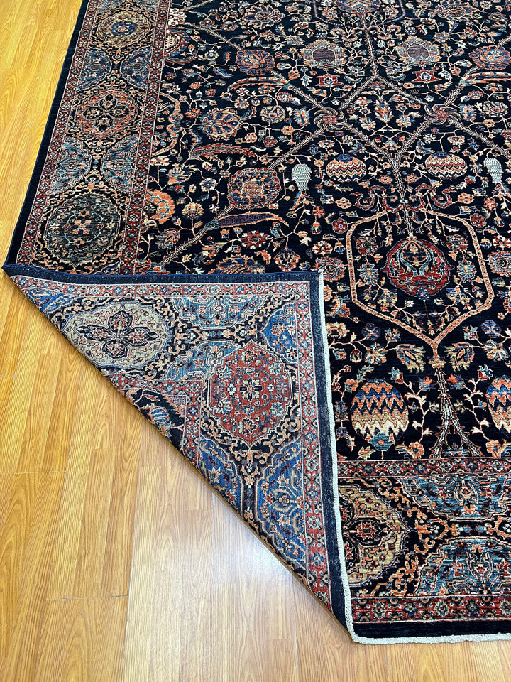 9X12 NAVY BLUE FINE QUALITY HAND KNOTTED AFGHAN RUG-San Francisco Rugs--San Francisco Rugs