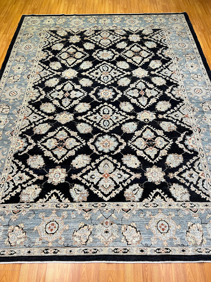 9X12 CHARCOAL BLACK HAND KNOTTED AFGHAN TRADITIONAL RUG-San Francisco Rugs--San Francisco Rugs