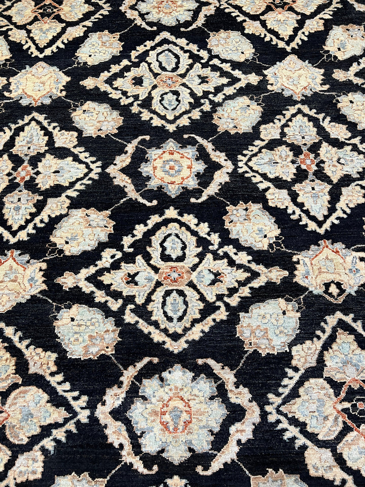 9X12 CHARCOAL BLACK HAND KNOTTED AFGHAN TRADITIONAL RUG-San Francisco Rugs--San Francisco Rugs