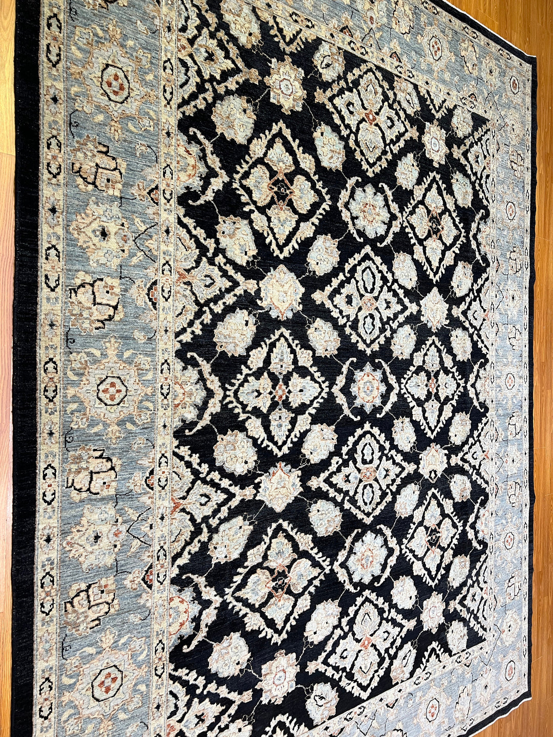 9X12 CHARCOAL BLACK HAND KNOTTED AFGHAN TRADITIONAL RUG-San Francisco Rugs--San Francisco Rugs