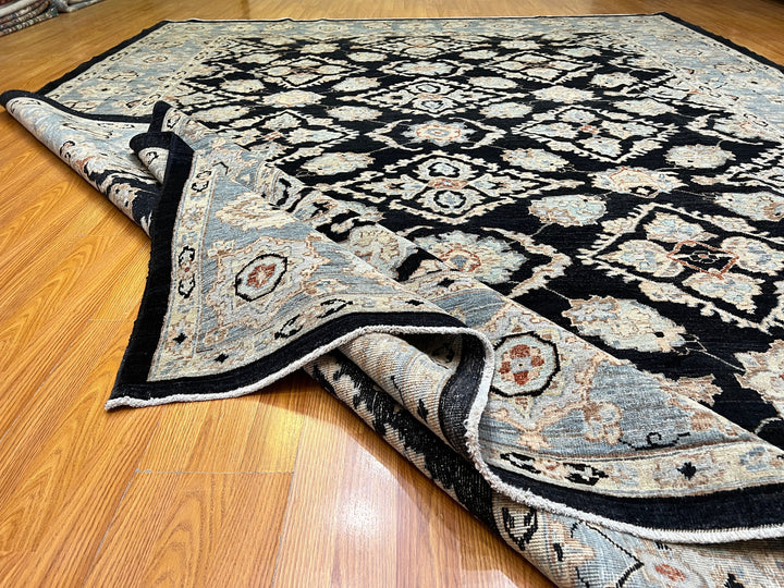 9X12 CHARCOAL BLACK HAND KNOTTED AFGHAN TRADITIONAL RUG-San Francisco Rugs--San Francisco Rugs