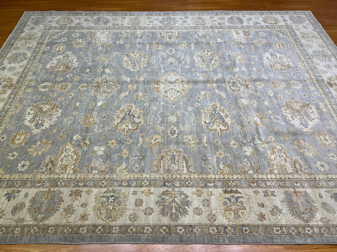9X12 GRAY TURKISH OUSHAK HAND KNOTTED RUG-San Francisco Rugs--San Francisco Rugs