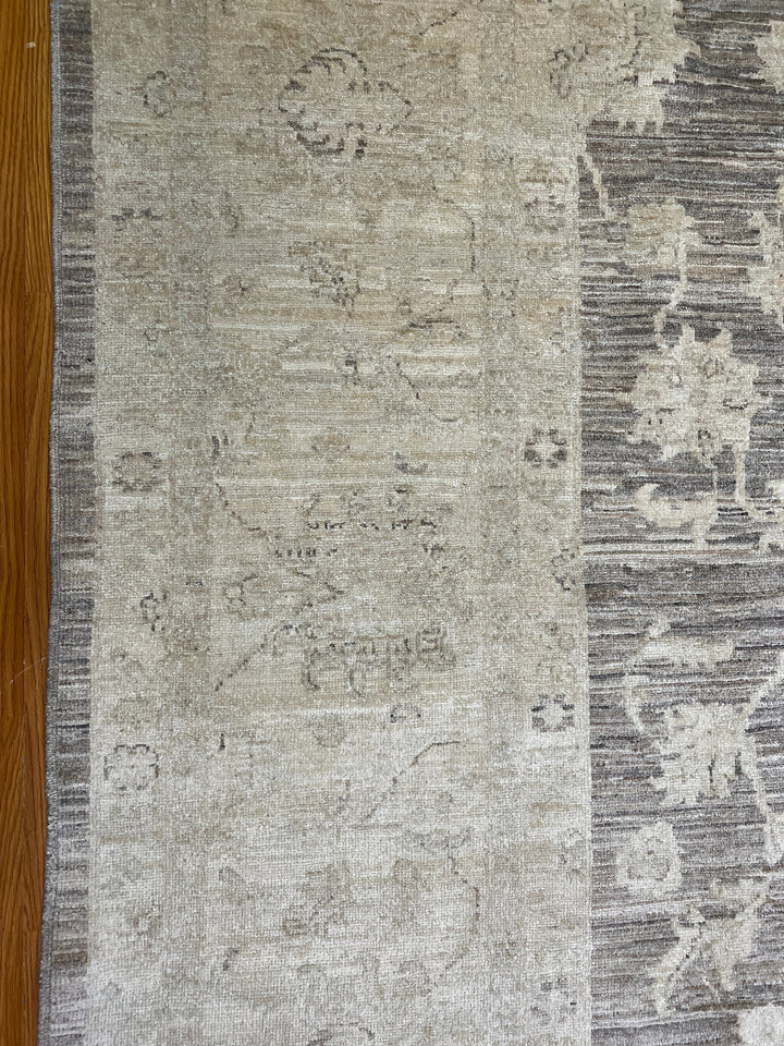 9X12 MUTED BEIGE BROWN TURKISH OUSHAK HAND KNOTTED RUG-San Francisco Rugs--San Francisco Rugs