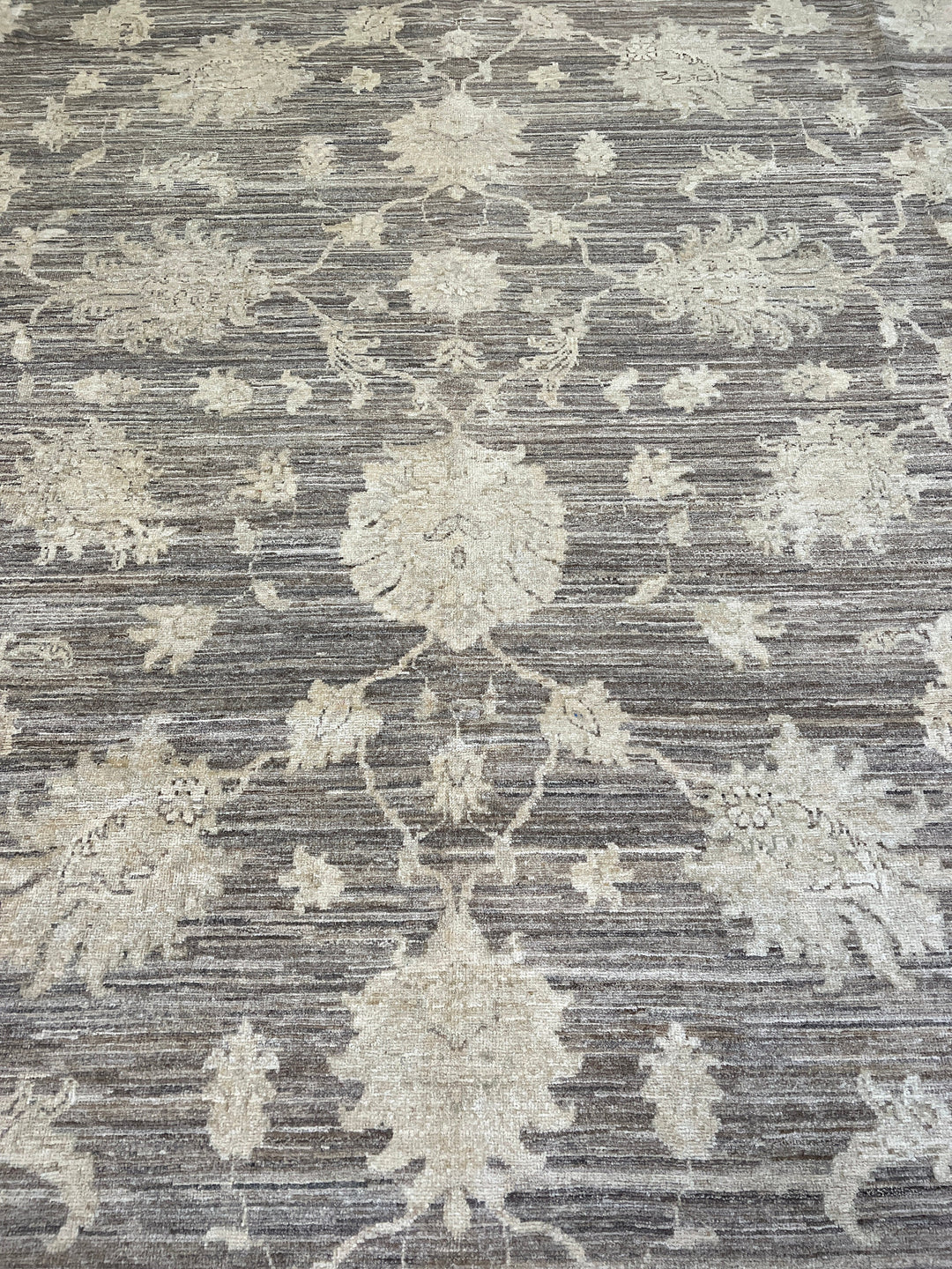 9X12 MUTED BEIGE BROWN TURKISH OUSHAK HAND KNOTTED RUG-San Francisco Rugs--San Francisco Rugs