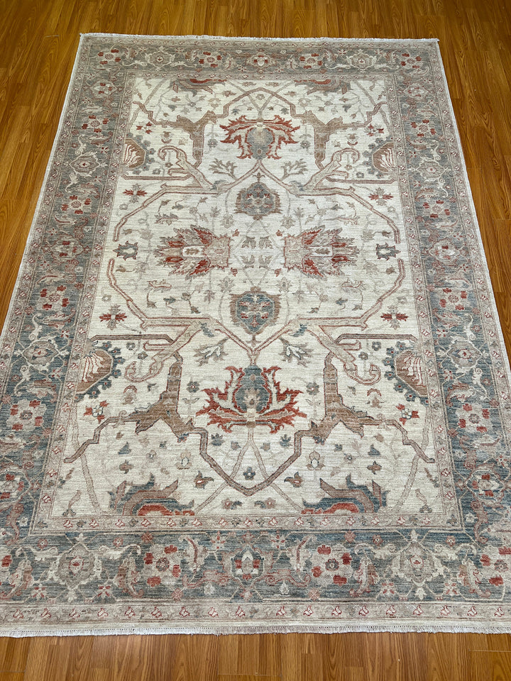 7X10 BEIGE BIJAR DESIGN HAND KNOTTED AFGHAN RUG-San Francisco Rugs--San Francisco Rugs
