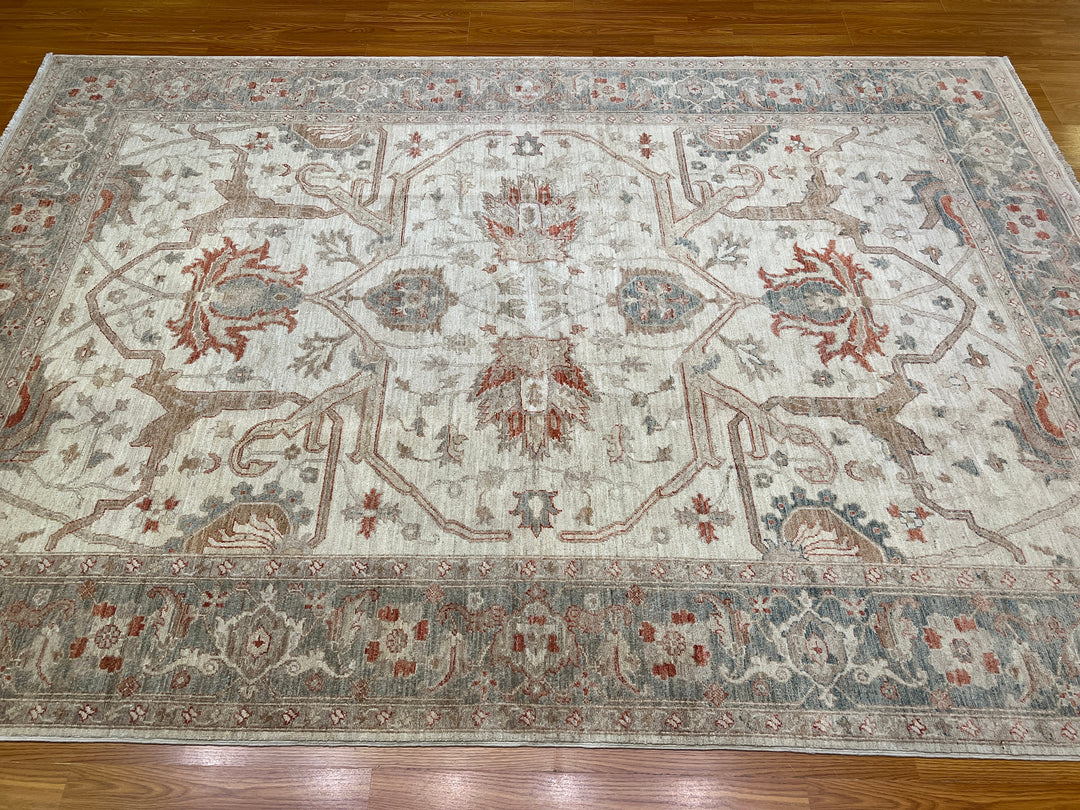 7X10 BEIGE BIJAR DESIGN HAND KNOTTED AFGHAN RUG-San Francisco Rugs--San Francisco Rugs