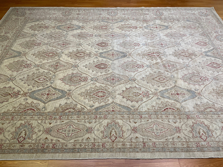 10X14 BEIGE TRADITIONAL HAND MADE AFGHAN RUG-San Francisco Rugs--San Francisco Rugs