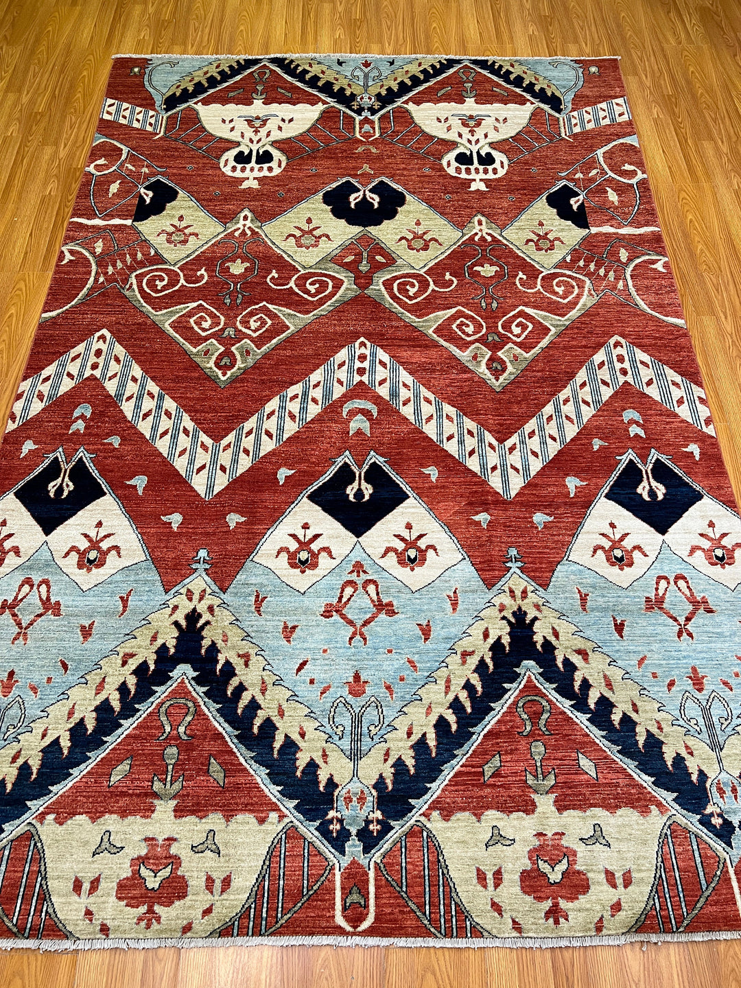 Red 6'4X9'8Ft Hand Knotted Afghan Rug - Tribal Area Rug - Natural Dye Wool Rug - 6x10 Bedroom Rug - Living Room Rug - Dining Room Rug-San Francisco Rugs--San Francisco Rugs